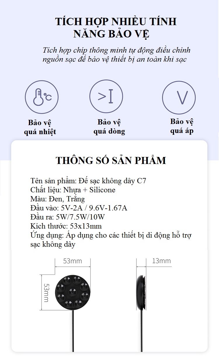 Sạc Không Dây 2 Trong 1 C7 Đế Sạc Nhanh Qi Dành Cho iPhone