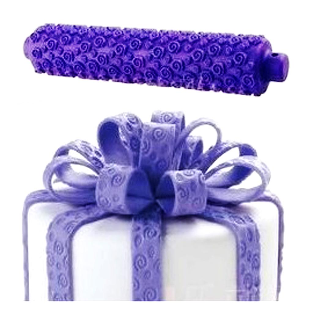 Spiral Pattern Plastic Fondant Roller Rolling Pin - Purple