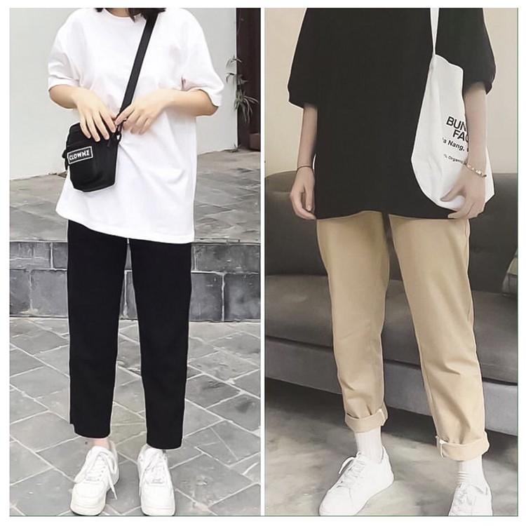 Quần Baggy Kaki - Quần đi học - Quần ống suông 3 màu Đen - Be Sữa - Nâu. Form Unisex Nam Nữ