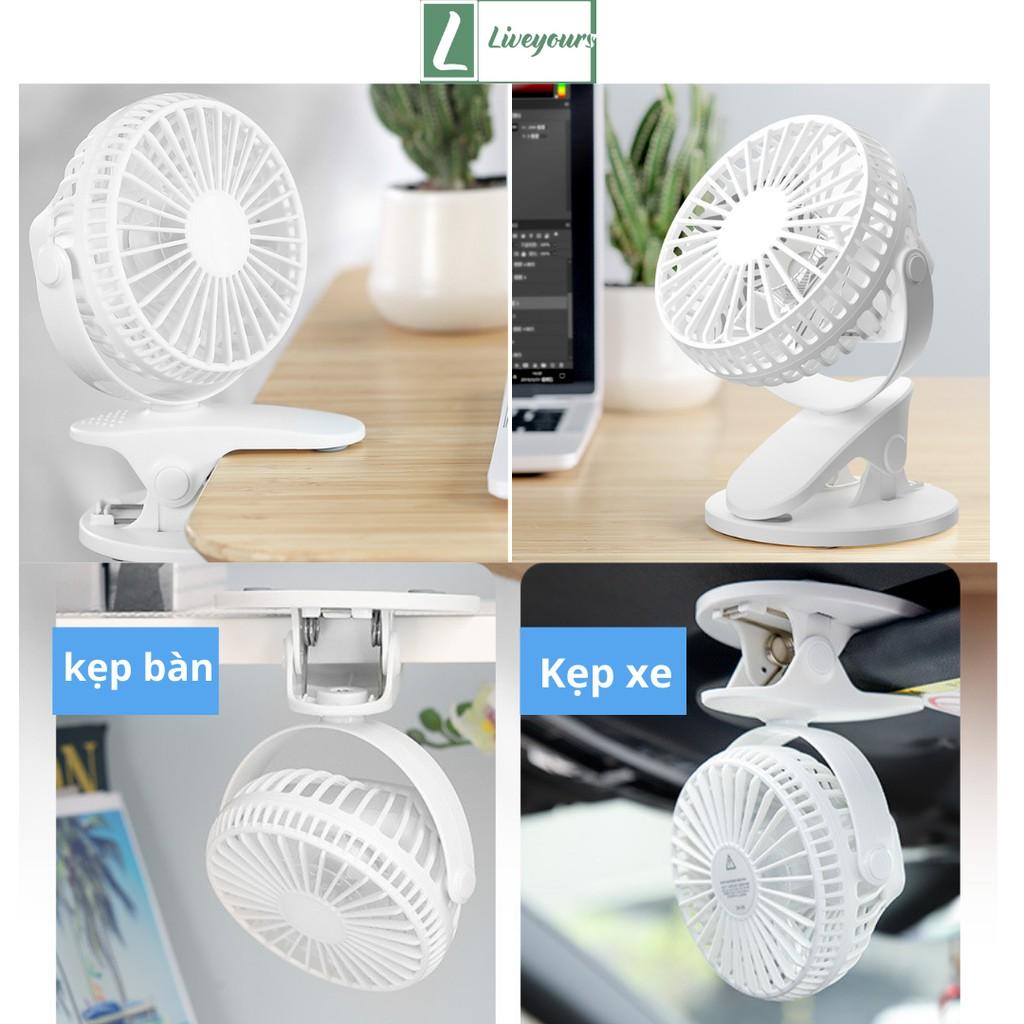 Quạt Mini | Quạt Kẹp Bàn Thích hợp cho dân Văn Phòng, Xoay 360 độ, Kẹp chắc chắn – Siêu Mát - Quạt tích điện mini