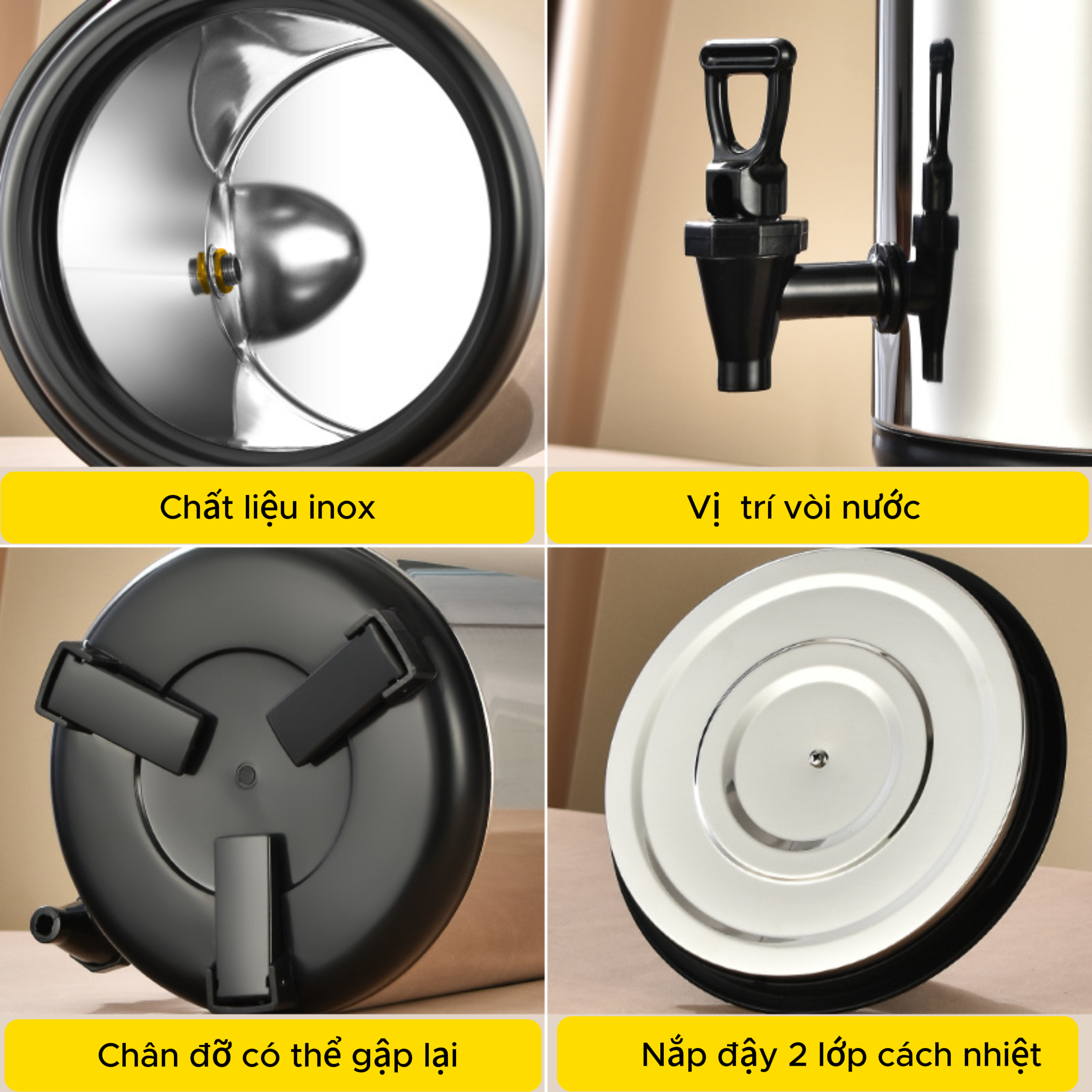 LOẠI 6Lít - Bình Ủ Trà, Bình Đựng Trà Sữa Giữ Nhiệt Cỡ Lớn, Chất Liệu INOX 304