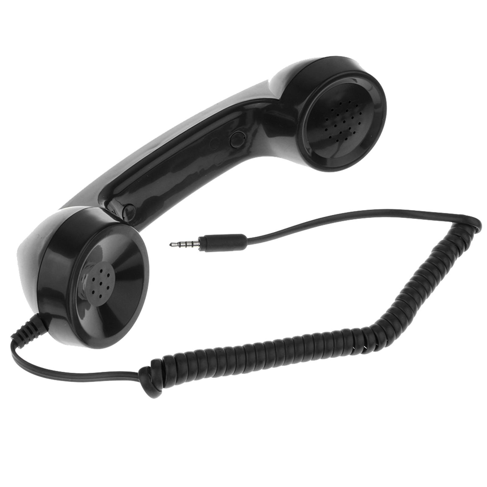 2X 3.5mm Mic Telephone Handset Phone Classic Receiver Black