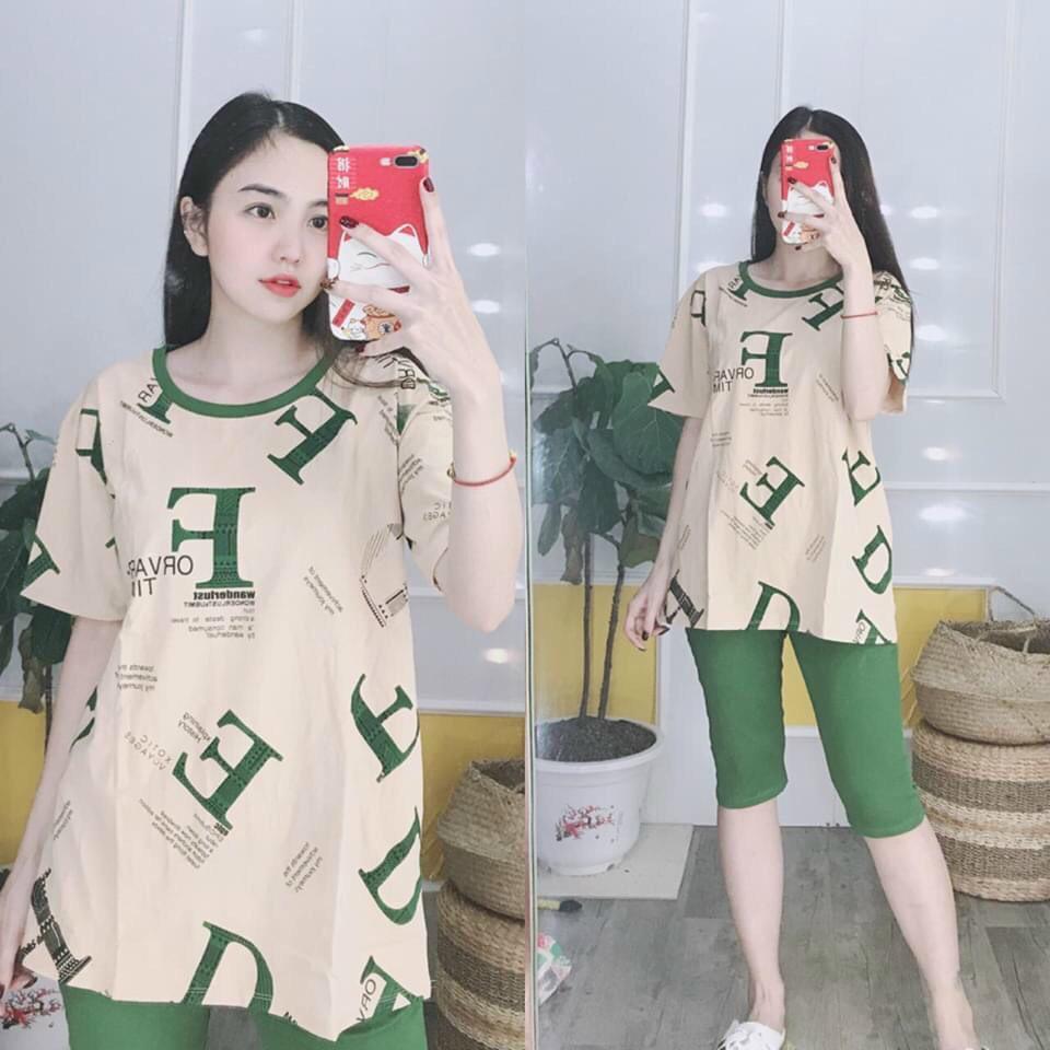 Set đồ bộ mặc nhà quần lửng kết hợp áo form rộng size 40-65kg
