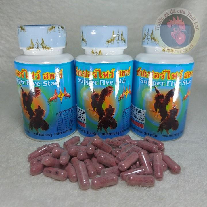COMBO 1 LÓC / 6 LỌ - Super Five Star - dành cho gà đá - bổ gân cứng xương - mỏi lọ / 100 viên
