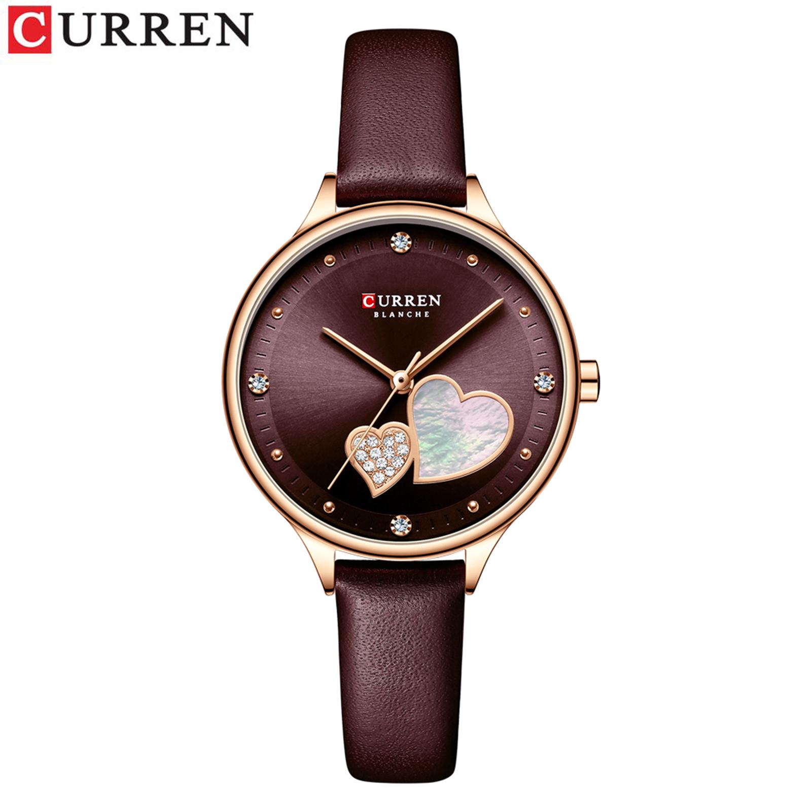 Đồng hồ đeo tay nữ thời trang CURREN chống nước 3ATM với dây đeo đồng hồ bằng da