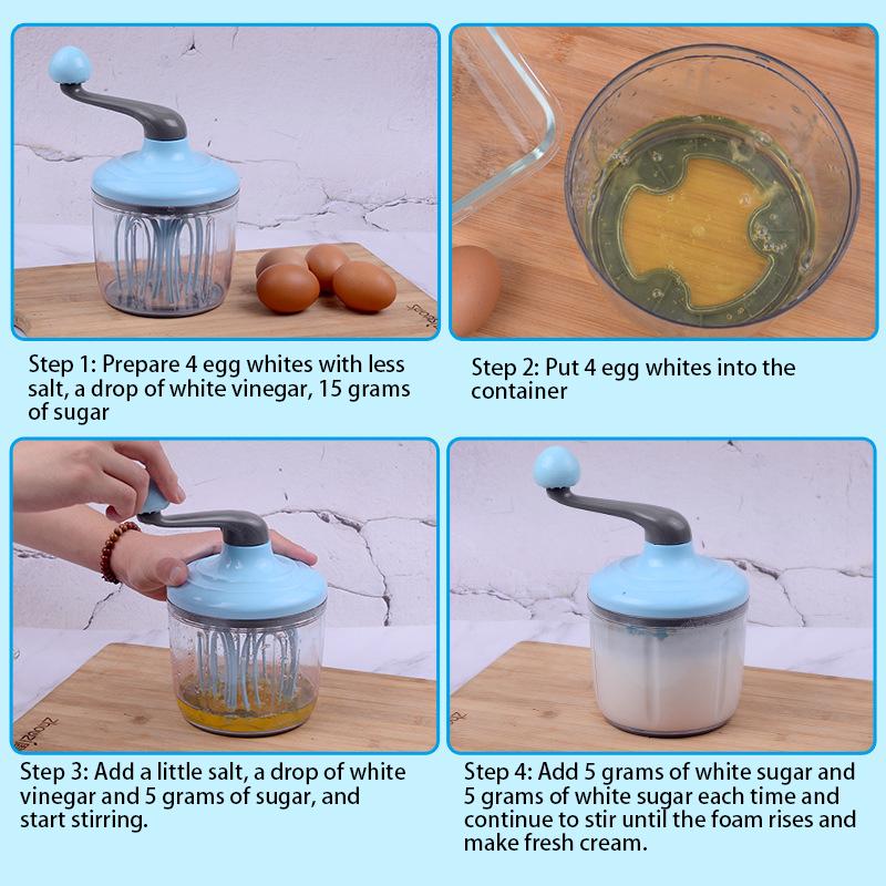 Hướng Dẫn Sử Dụng Trứng Be Tay Cranked Đánh Kem Stiring Thiết Thực Máy Tạo Bọt Bọt Sữa Phối Fouet Ẩm Thực Dụng Cụ Nhà Bếp
