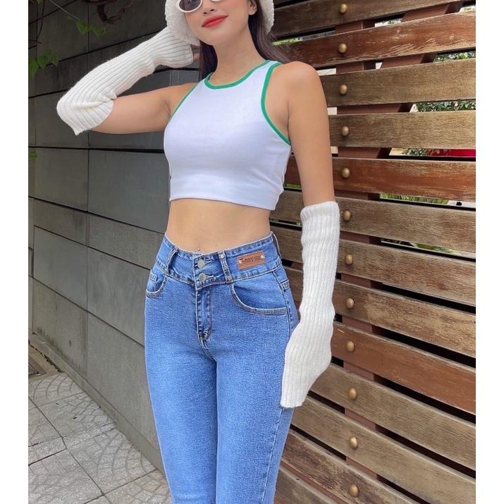 Quần Jeans Nữ Lưng Cao Vải mềm Co Giãn