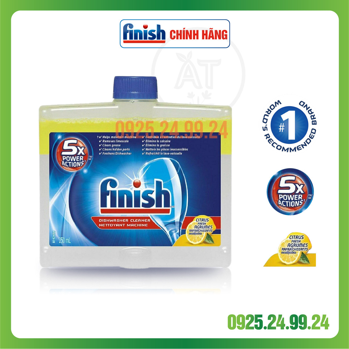 Chai vệ sinh Máy rửa chén bát Finish 250ml