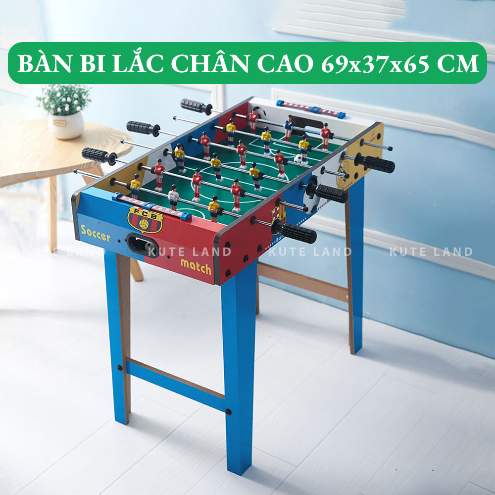 Bàn bi lắc chân cao hình bóng đá đội Real &amp; Barca 69x37x65 cm bằng gỗ size lớn nhiều màu sắc