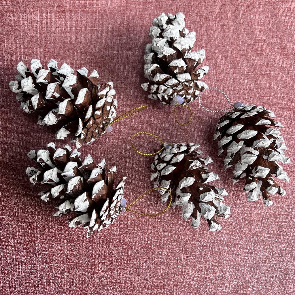 Sỉ 1kg 70 quả thông phủ tuyết decor trang trí Noel làm vòng nguyệt quế Giáng sinh