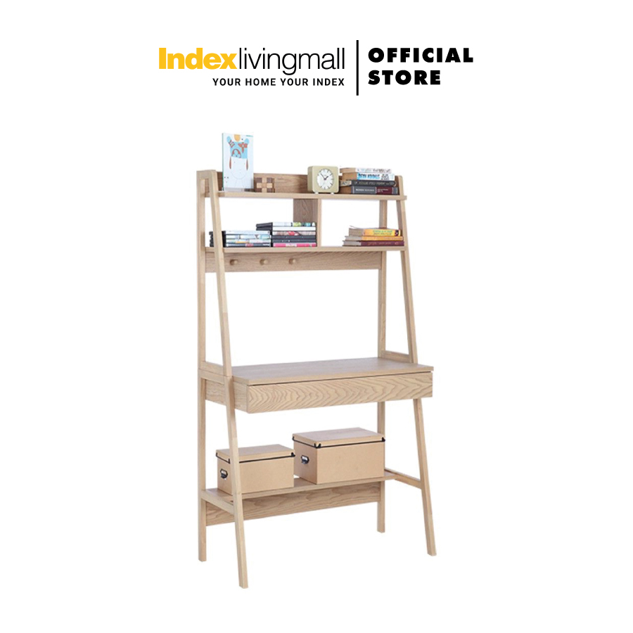 Bàn làm việc có ngăn kéo và kệ SHADI chất liệu gỗ màu tự nhiên | Index Living Mall - Phân phối độc quyền tại Việt Nam