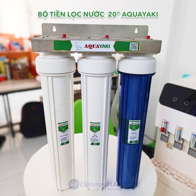 Máy Lọc Nước Sinh Hoạt 3 Cấp 20 inch AQUAYAKI Cao Cấp Kèm Lõi, Bộ Lọc Thô Bán Công Nghiệp, Bộ Tiền Xử Lý Nước Gia Đình - Hàng Chính Hãng