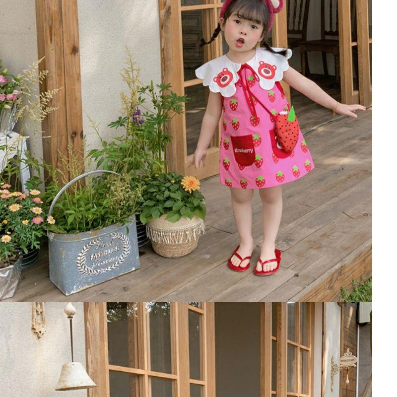 CHENGRUI Mùa hè em bé ngọt ngào dễ thương lá sen cổ áo vest váy