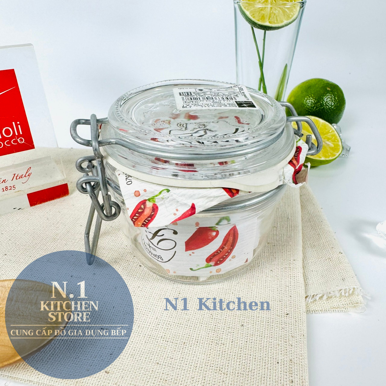 Fido hũ thủy tinh nắp cài kín hơi 130ml Bormioli Rocco - Hàng chính hãng