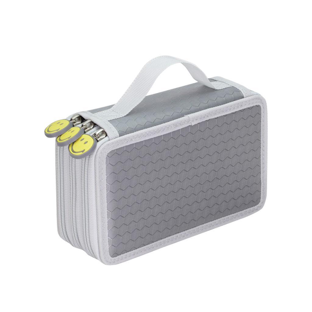 2pcs 3 Layers Large Pencil Pen Bag Travel Makeup Storage Bag Blue & Grey