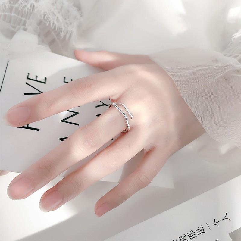 Nhẫn nữ hở freesize,hợp với mọi kích cỡ ngón tay,bạc Ý s925 hình đa giác J6677- AROCH Jewelry