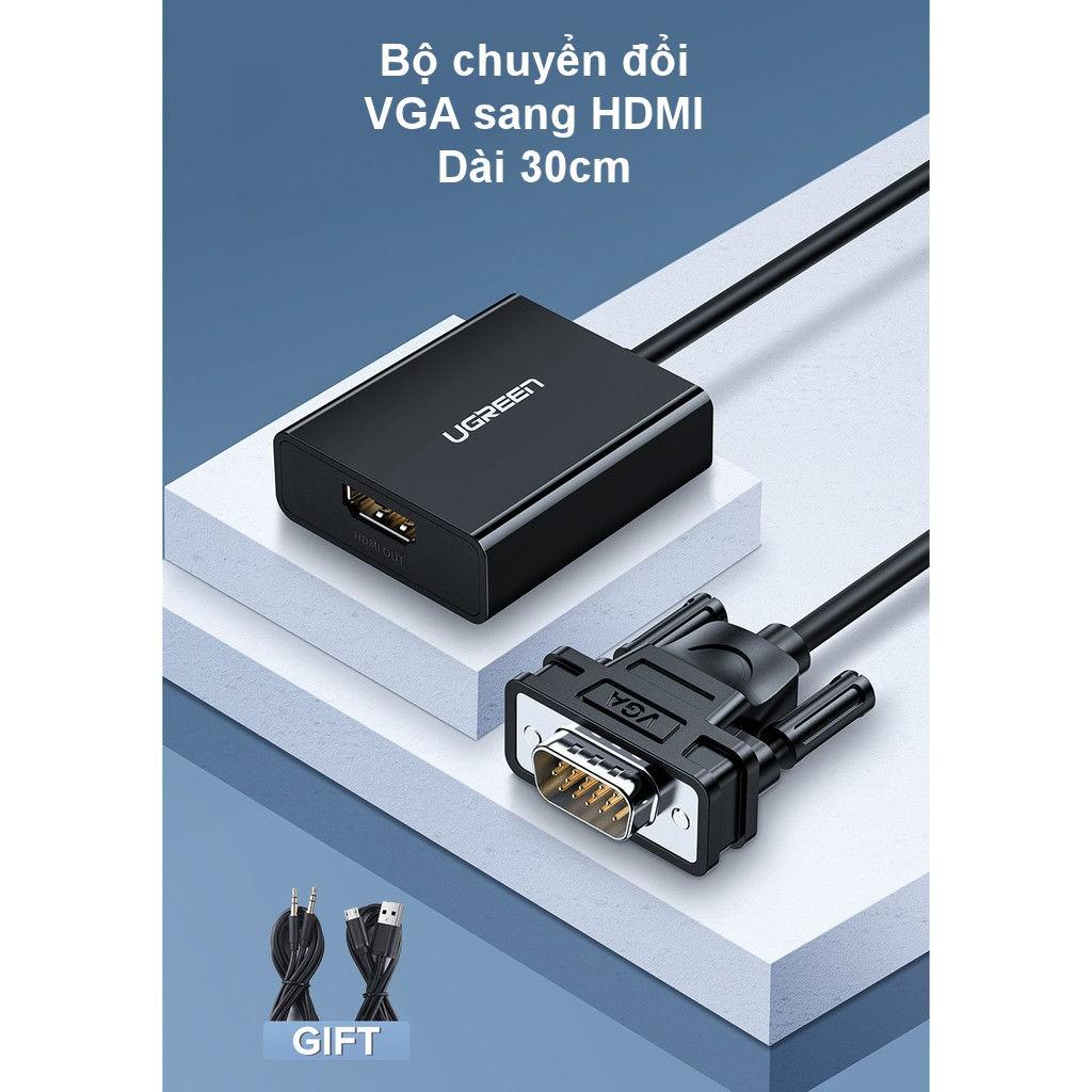 Bộ chuyển đổi VGA sang HDMI + Audio 3.5mm dài 30cm UGREEN 60814- Hàng chính hãng