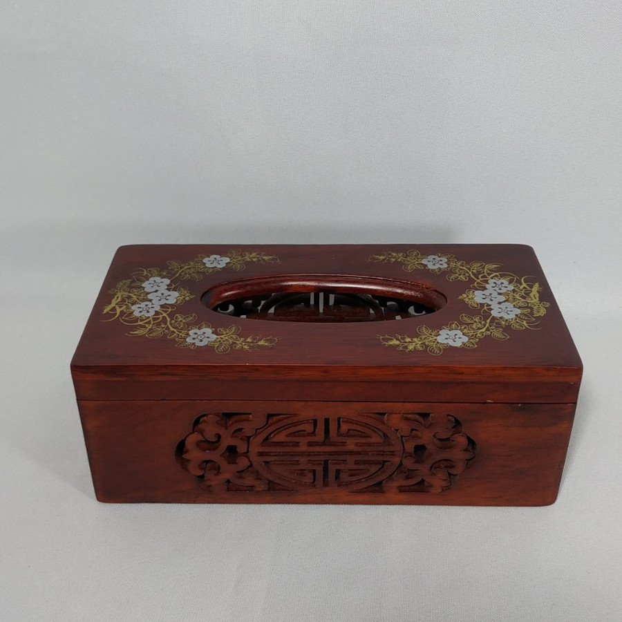 Hộp đựng giấy ăn chữ nhật khảm hoa văn MS004