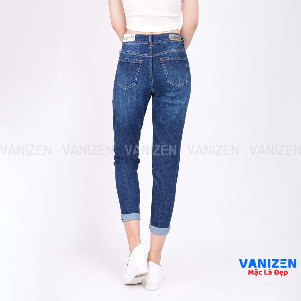 Quần jean nữ ống rộng baggy đẹp lưng cao cạp căn bản rách đắp hàng hiệu cao cấp mã 375 VANIZEN