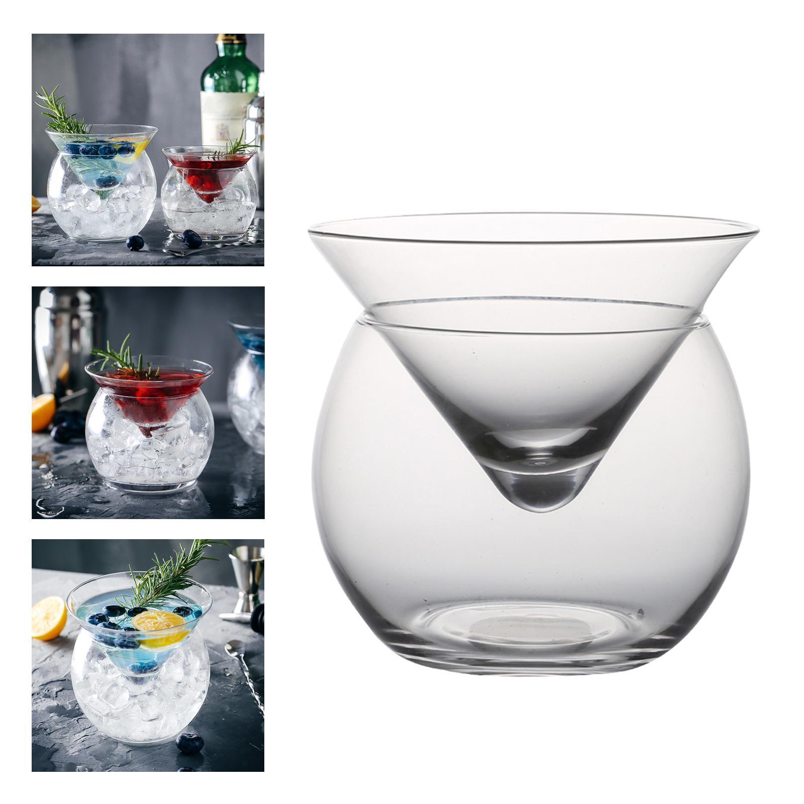2 Set Molecular Cup Martini Wine Crystal Dish Conical Glass for Home Bar