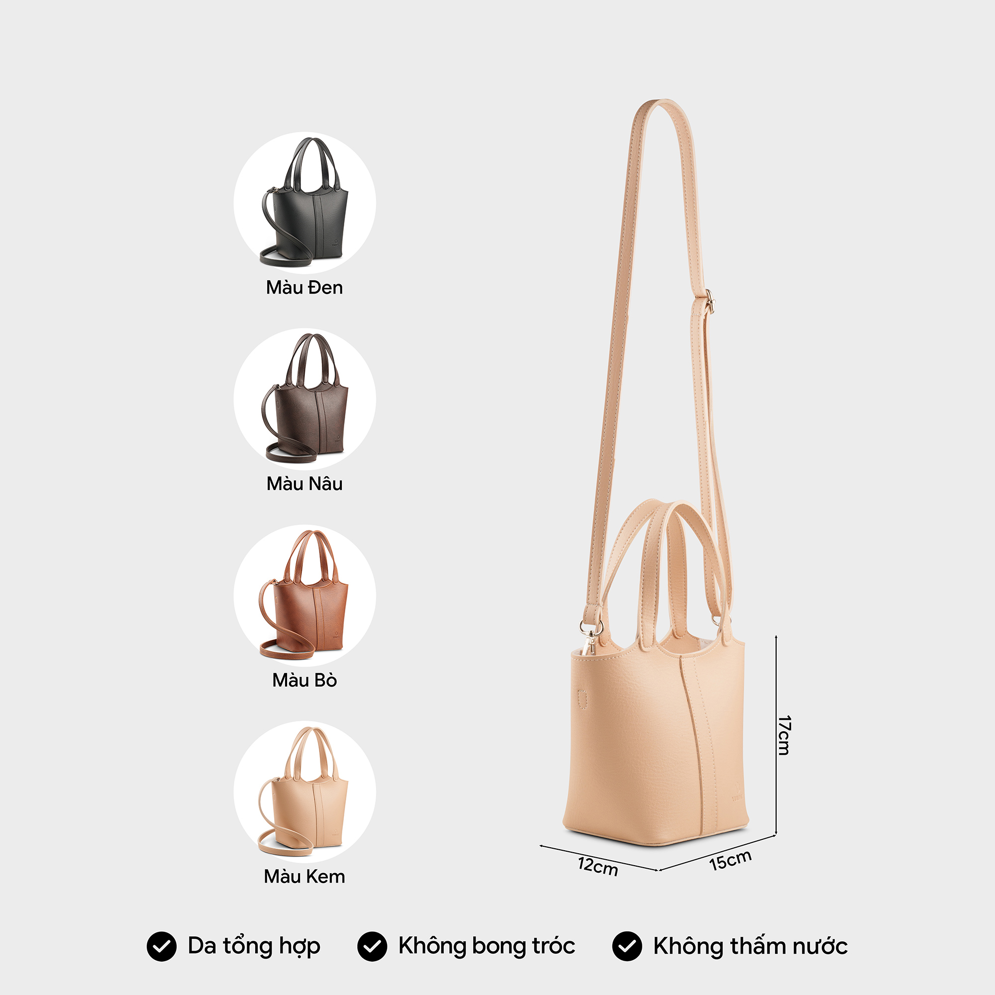 Túi Yuumy ( Thời trang nữ thiết kế dáng xô - Túi đeo chéo da Bergen YN281 )