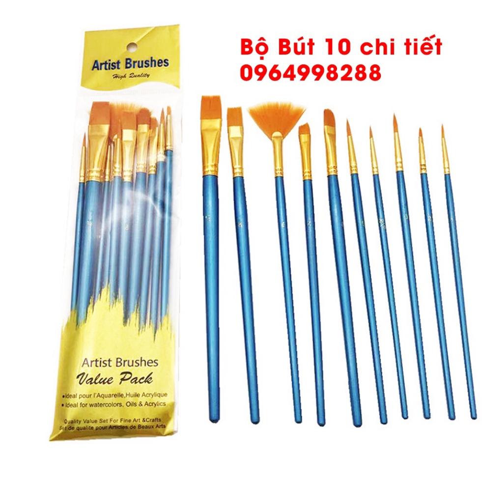 Bộ Bút 10 chi tiếtchuyên vẽ màu acrylic, sơn dầu, màu nước 10 chi tiết️tuyệt phẩm siêu cao cấp️nhiều nét để lựa ch