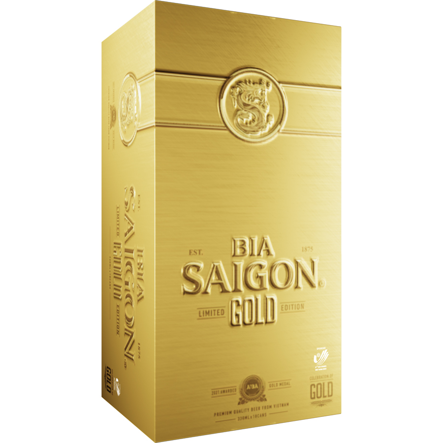 Thùng 18 lon bia SAIGON GOLD - 330ml - Mới