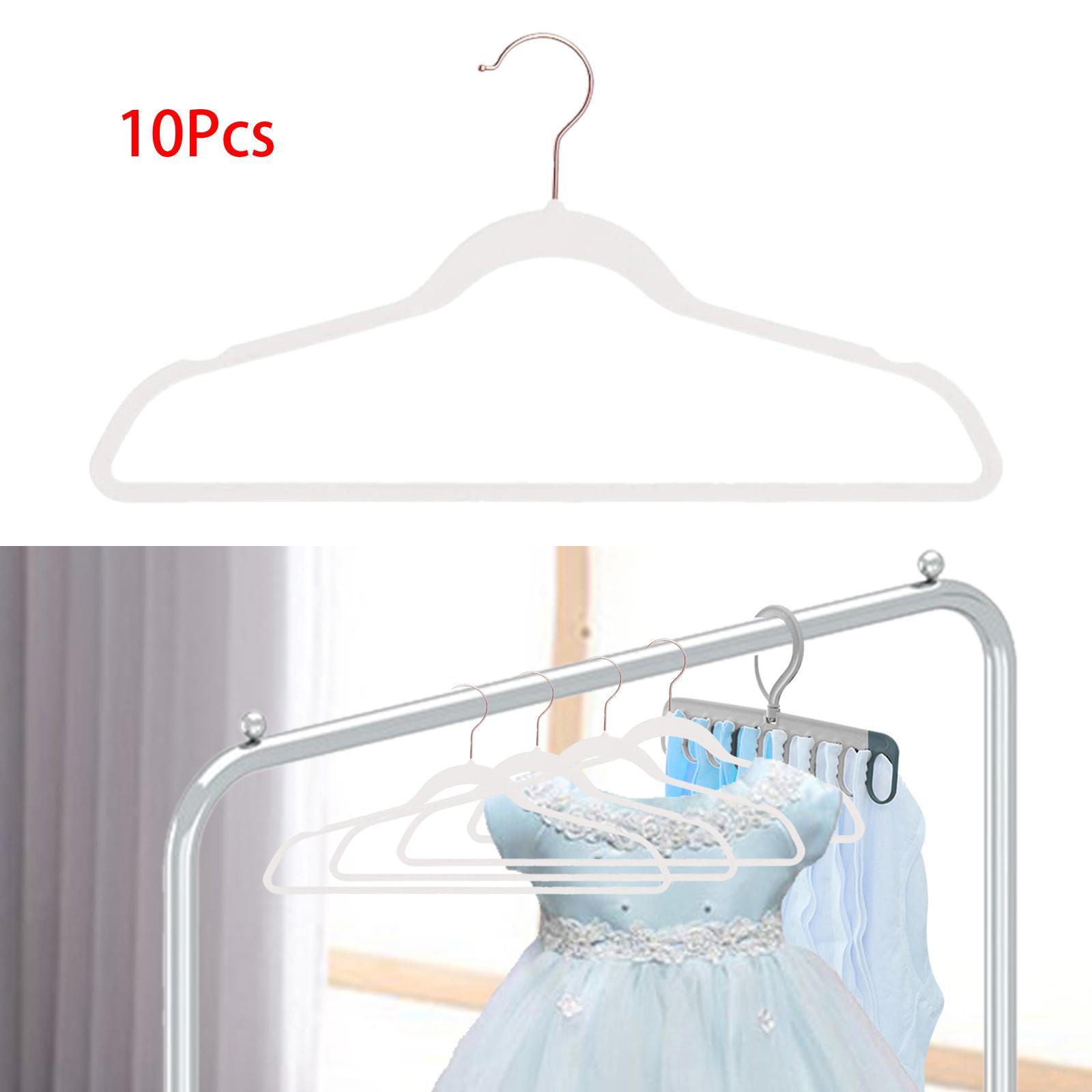 10Pcs Coats Racks Garments Hanger Non Slip Grooves Clothes Hangers for Bedroom Cloakroom