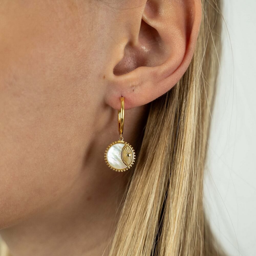 Bông Tai Ngọc Trai FW Thiết Kế UK Style (Ray of Sun Mother of Pearl) - MOON Jewelry