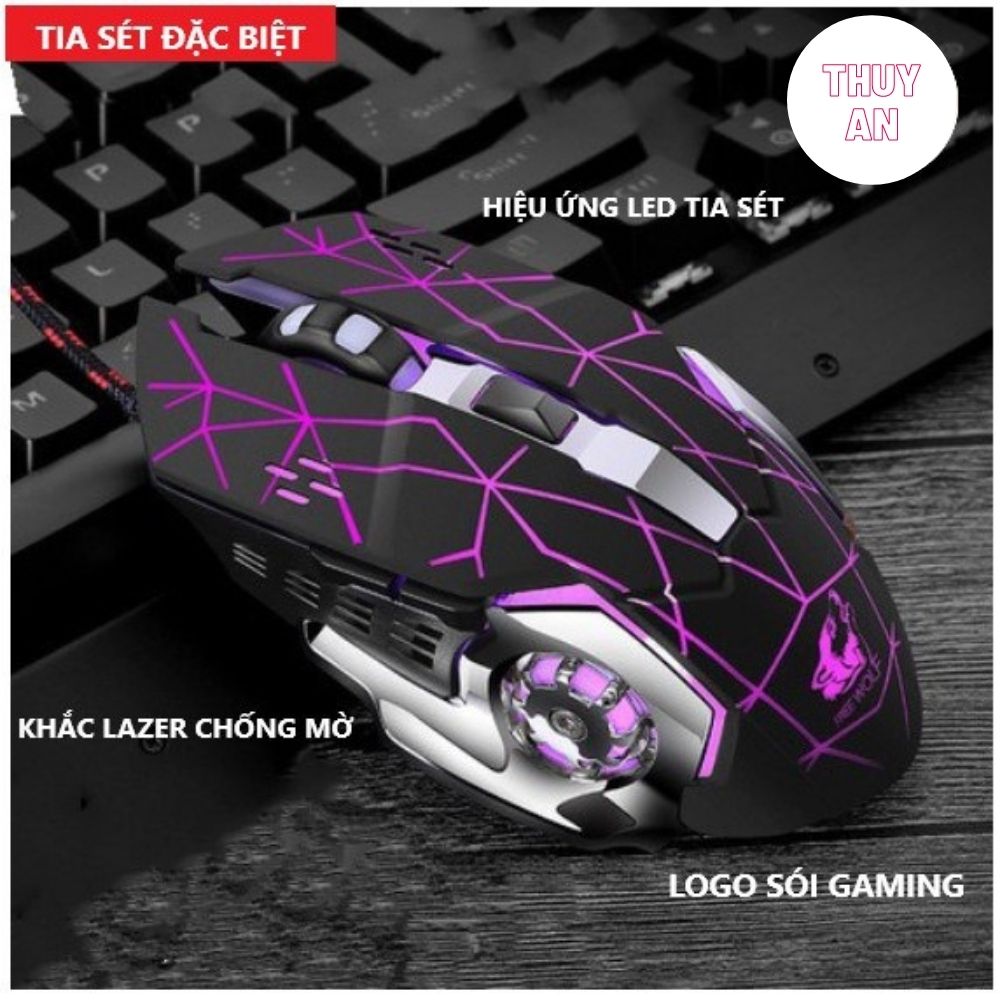 Chuột Game Có Dây FREE WOLF V5 LED 7 màu cực đẹp chuyên gaming, dây siêu bền, chỉnh được dpi