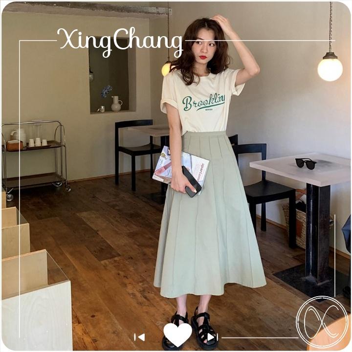 Áo thun nữ trắng dáng basic, áo thun công sở XingChang chất đẹp nữ tính in Brookline mã NXC28