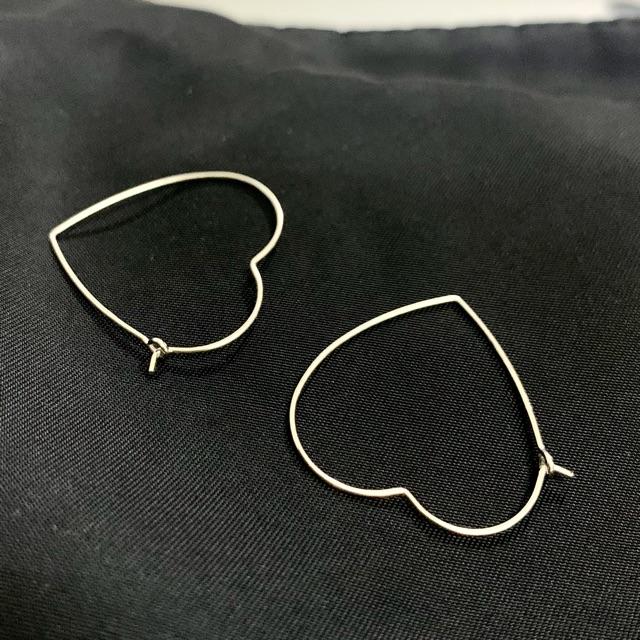 Bông tai trái tim to bạc thật