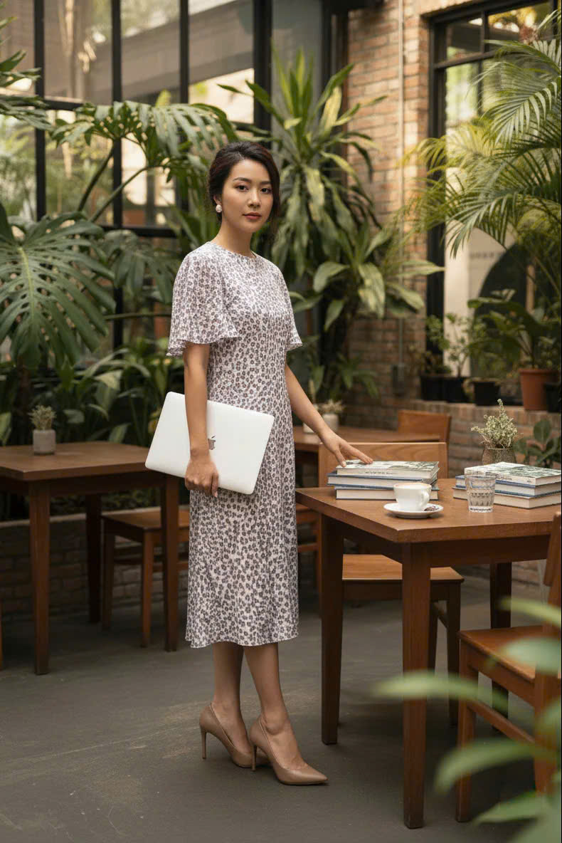 Đầm Suông Nhấn Eo Anh Đào thời trang thiết kế Hity Dre216