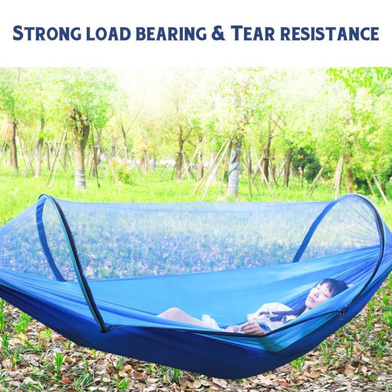 2 người 2 Loa Di Động Ngoài Trời Lưới Chống Muỗi 260x150cm Võng Dù Cắm Trại Treo Ngủ Đầm Đôi Ghế Treo giường
