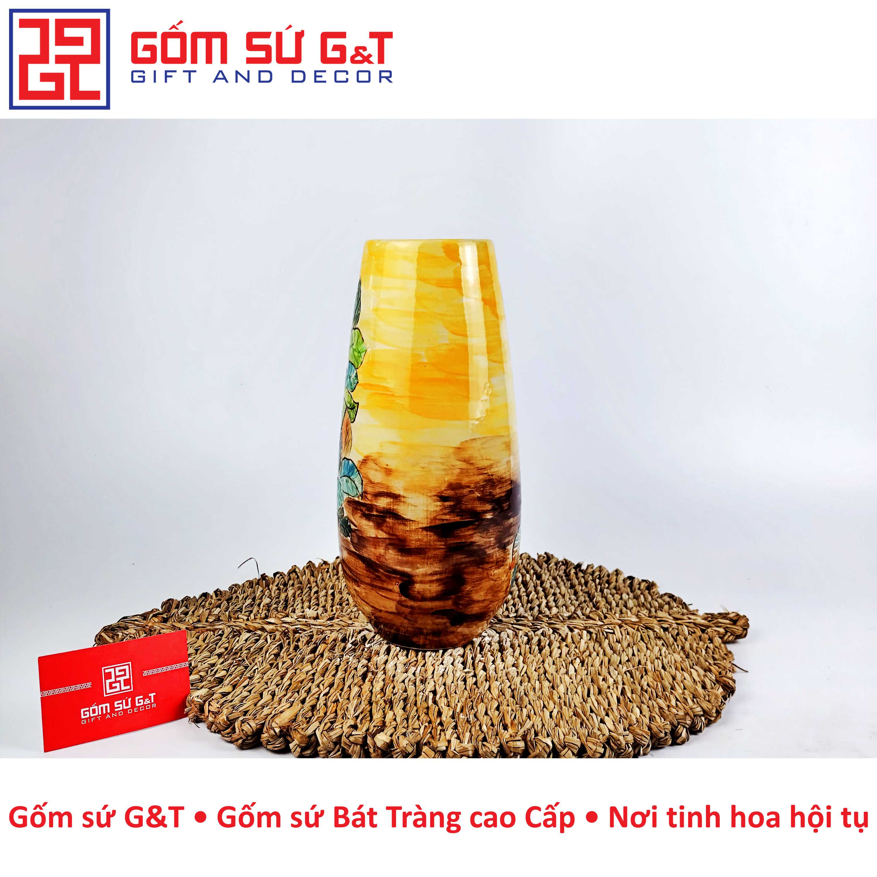 Lọ hoa bom miệng rộng hoa loa kèn Gốm Sứ G&T
