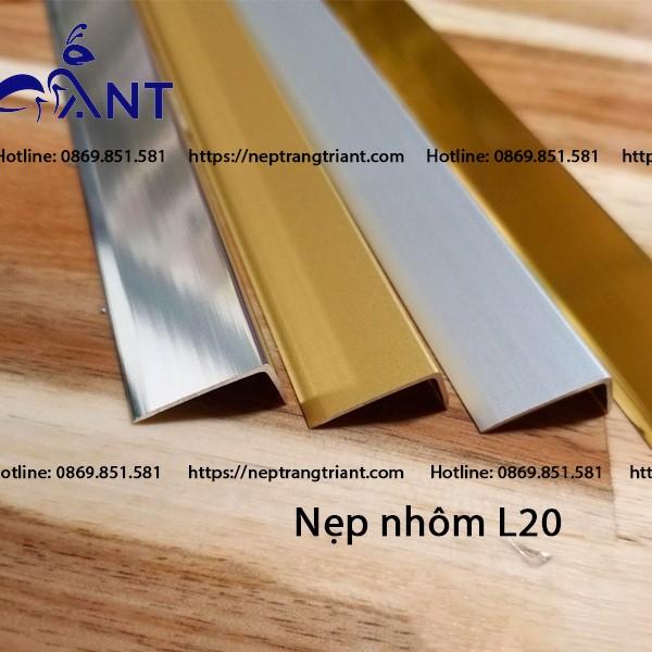 Nẹp nhôm L20x10, nẹp nhôm chữ L, nẹp L nhôm, nẹp kết thúc nhôm, nẹp trang trí, nẹp cầu thang, dễ thi công, dày 1li