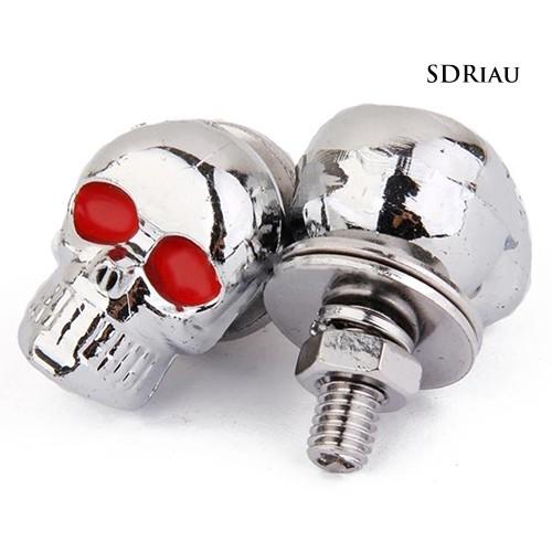 1 Cặp Ốc Vít Hình Đầu Lâu Gắn Biển Số Xe Hơi / Mô Tô