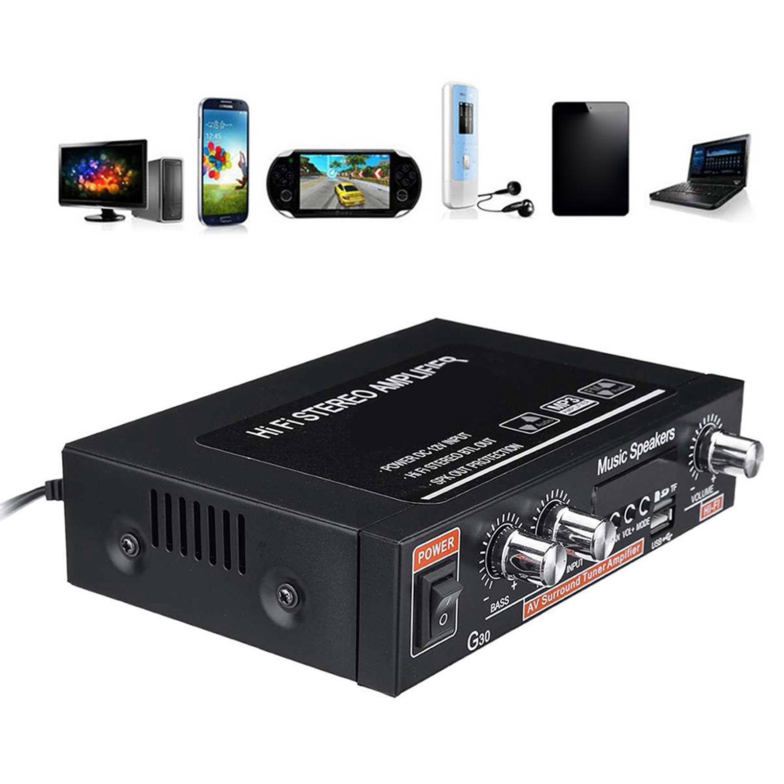 Professional Mini 400W + 400W Audio Power Amplifier Receiver for Car CD DVD