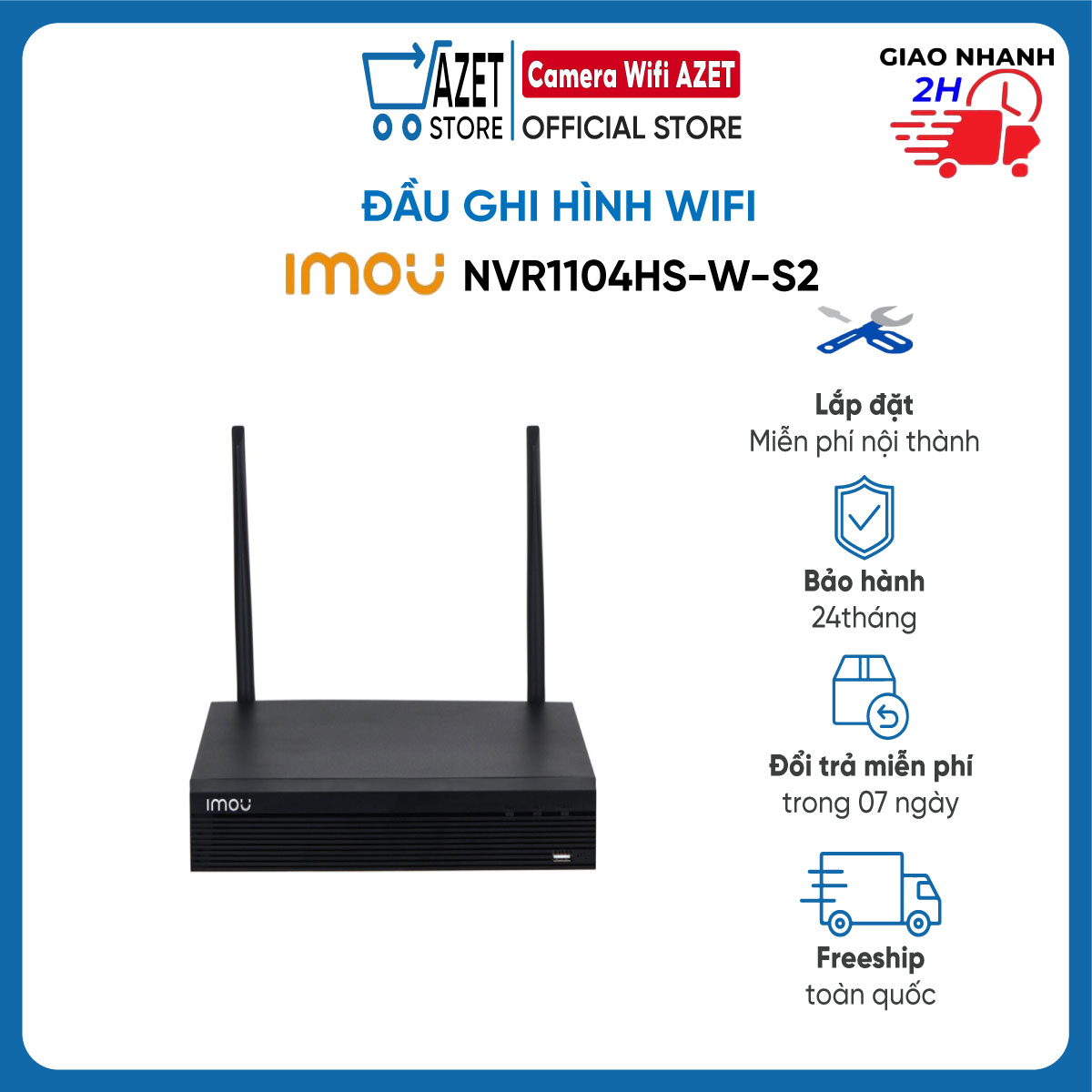 Đầu Ghi Hình Wifi 4 Kênh IMOU NVR1104HS-W-S2 I Hỗ Trợ Ổ Cứng 8TB I Hỗ Trợ Lên Đến Camera 6MP Hàng Chính Hãng | Bảo Hành 24 Tháng