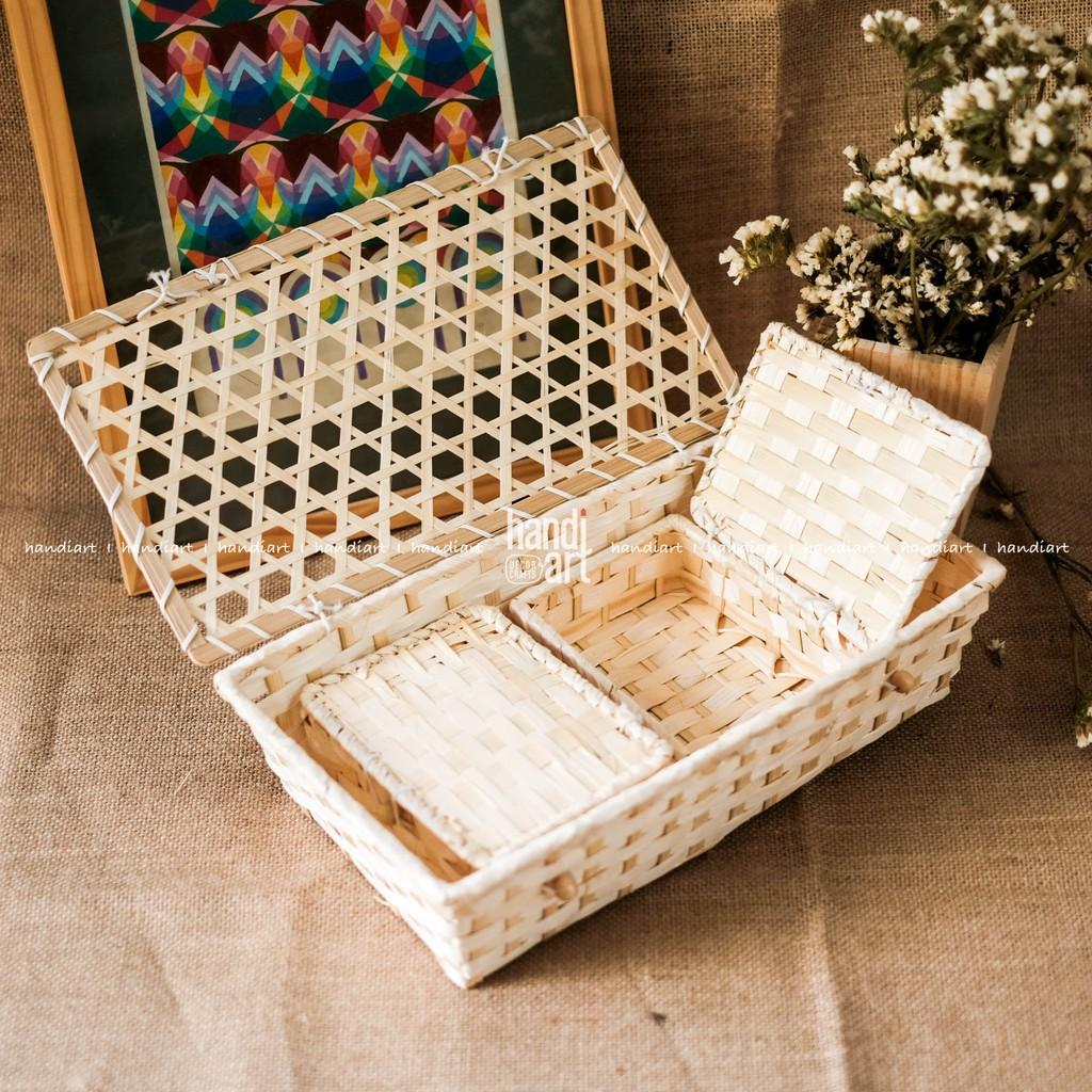 Comb 3 hộp tre đan - combo bamboo box