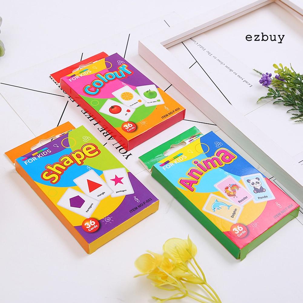 Set 36 Thẻ Học Tiếng Anh Hình Động Vật Hoạt Hình Nhiều Màu Sắc Cho Bé