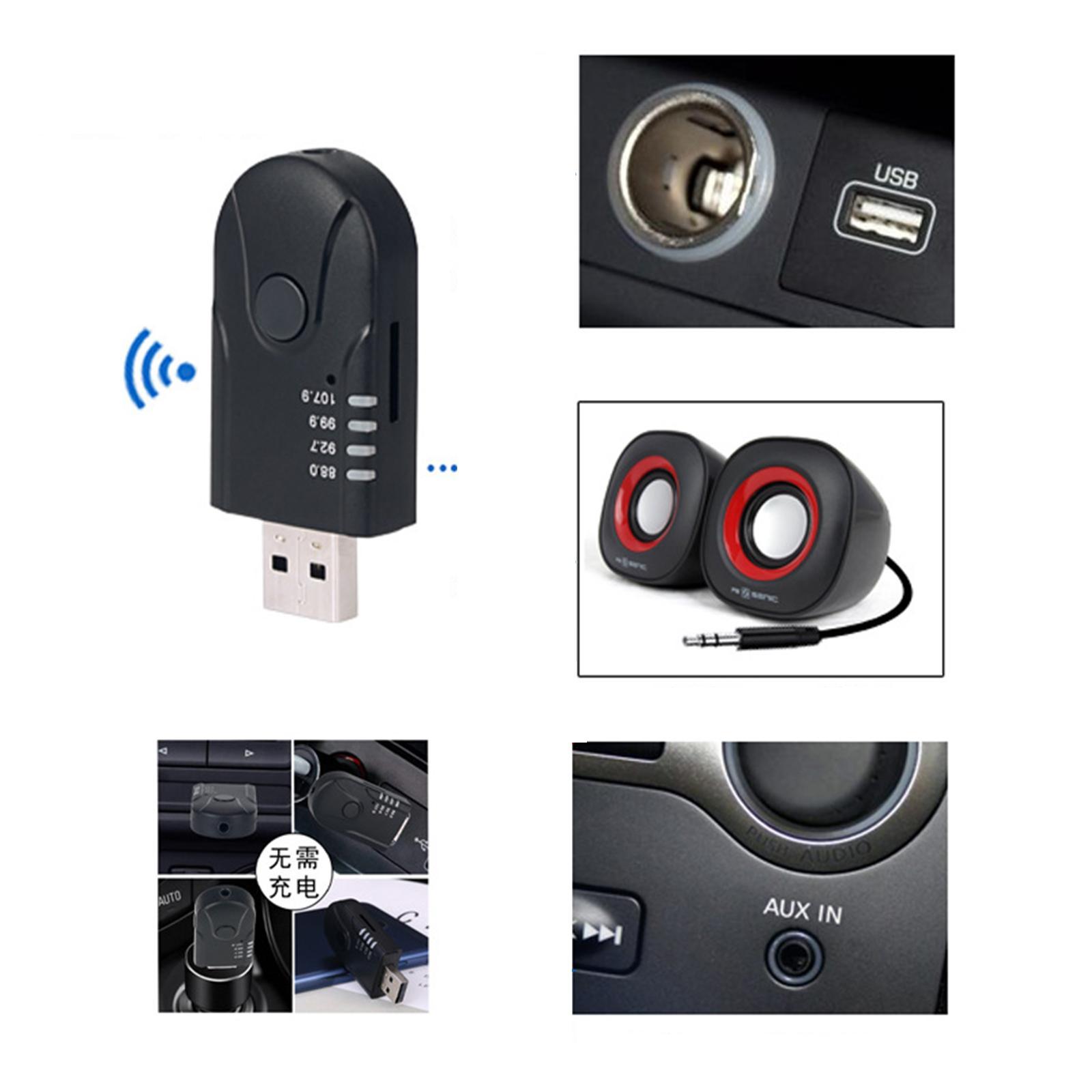 USB Bluetooth Adapter Music Player Mini FM Receiver for AUX PC