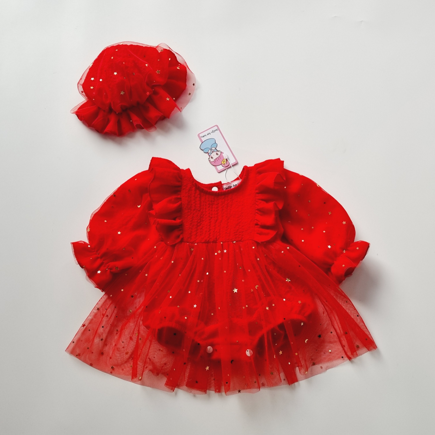 Body Váy Hoạ Tiết Quả Cherry Đỏ Chất Muslin Cao Cấp Cho Bé Gái 3 Đến 12kg