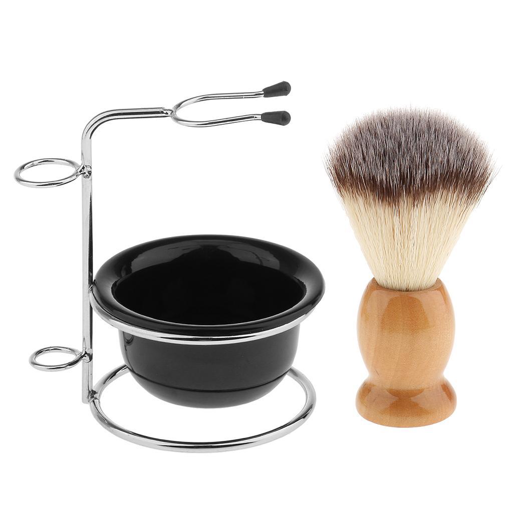 Shaving Brush Holder Made of Wood Stainless Steel Acrylic Cup Cup for Men