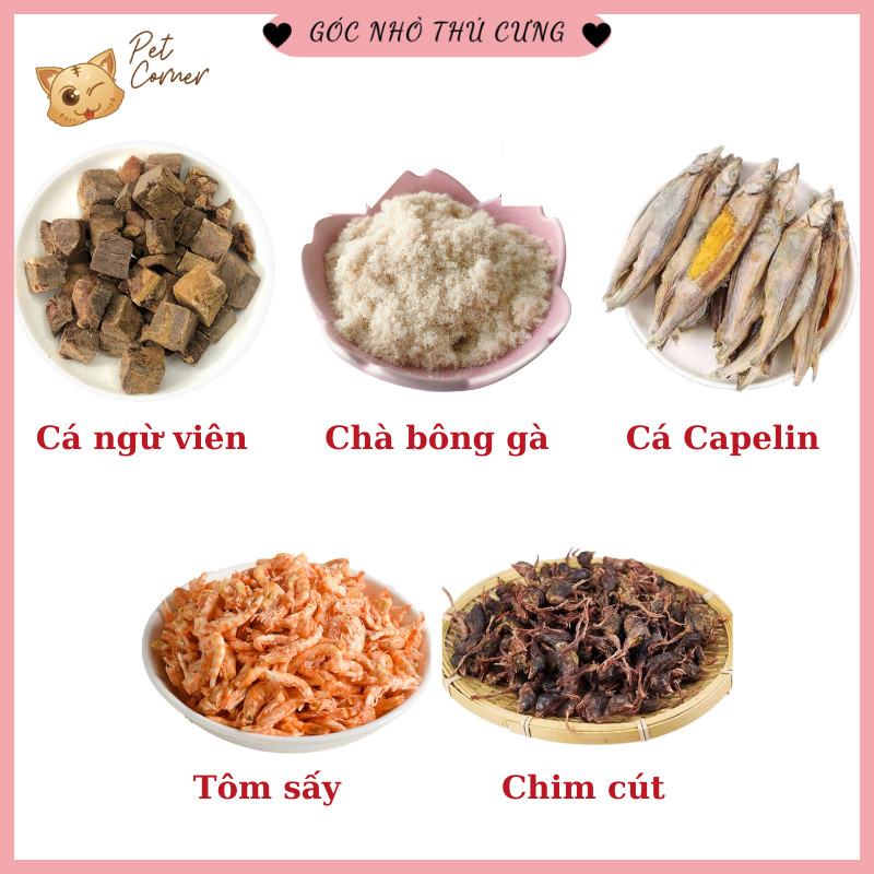 Thức ăn sấy khô cho chó mèo cao cấp (Ức gà, lòng đỏ trứng, chim cút, gan bò và cá thơm ngon)