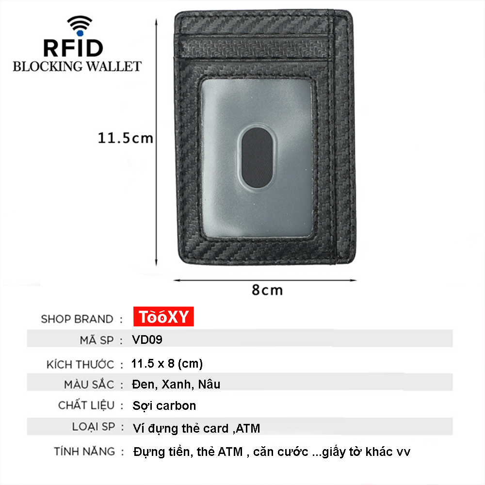 Ví Nam đựng thẻ dáng đứng, Bóp nam bằng sợi carbon thông minh chống RFID MSP đựng Name Card tiện lợi