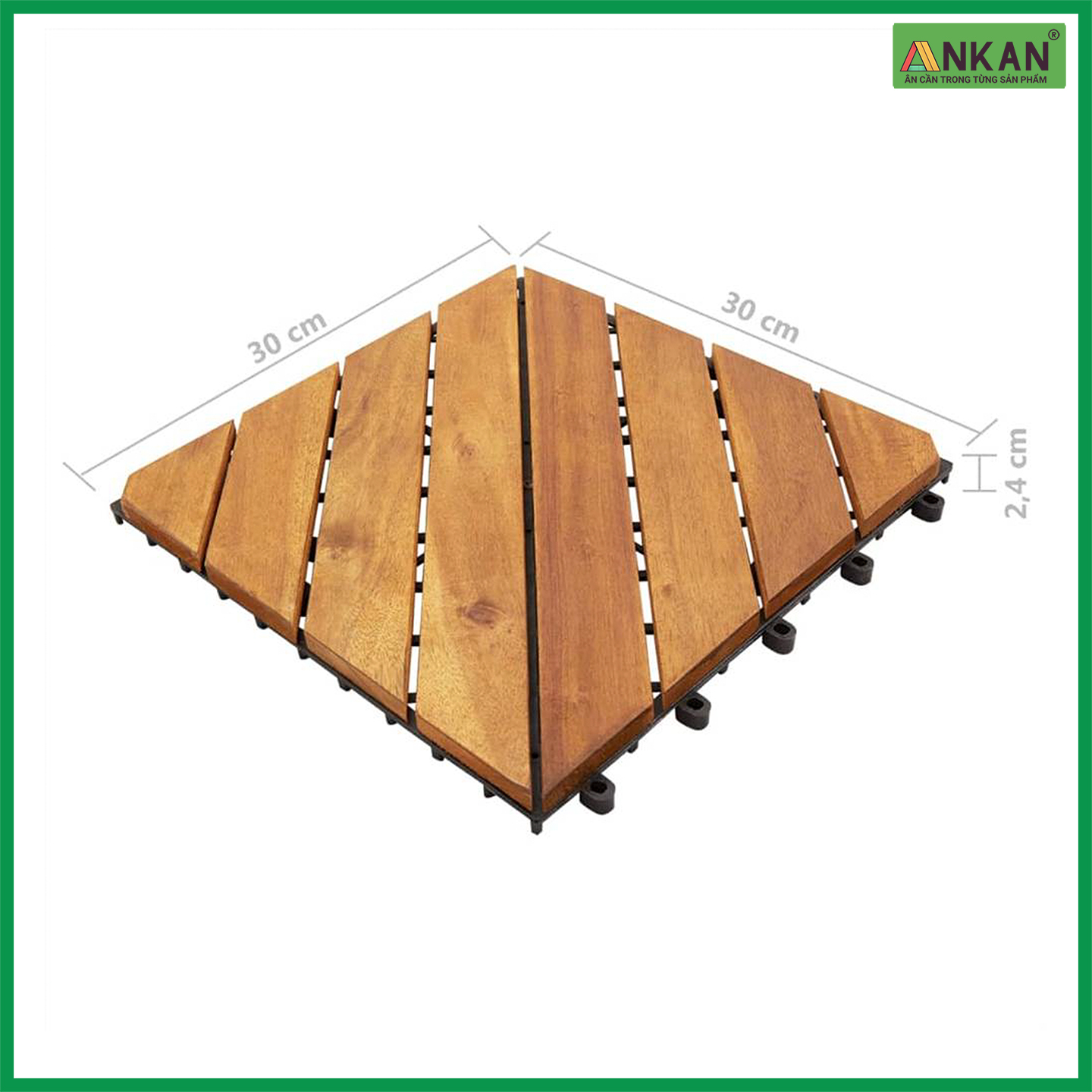 Sàn Gỗ Lót Ban Công Thương Hiệu ANKAN Màu Nâu Vàng Nan Hoa, Vỉ Gỗ Lót Sàn Dùng Để Lót Sân Vườn, Nhà Tắm, Phòng Spa, Có Phủ PU, Siêu Bền, Chống Thấm, Chống Trơn Trượt, Tiêu Chuẩn Xuất Khẩu
