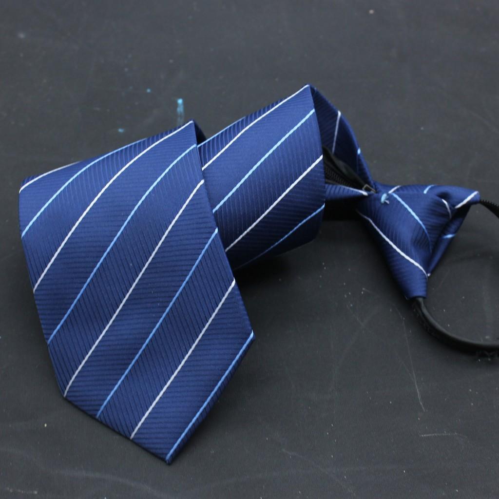 Cà vạt nam kẻ dây kéo thắt sẵn bản 8cm trung niên hàng TP HCM sản xuất mã BA008