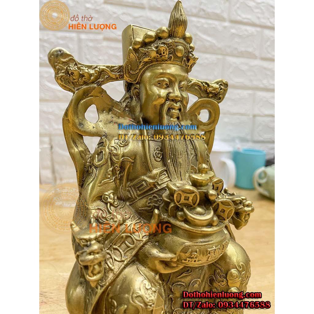 Tượng Ông Phát - Thần Tài Lộc Bằng Đồng Vàng Nguyên Chất Cao 23cm Đẹp Tinh Xảo