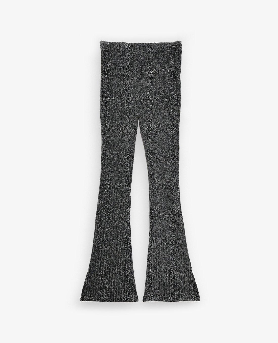 TOPSHOP - Quần kiểu nữ ống loe PETITE Black Glitter Ribbed Flared 26E57TBLK